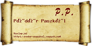 Pádár Paszkál névjegykártya